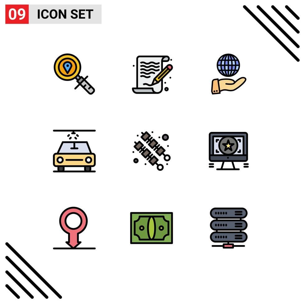 paquete de iconos de vector de stock de 9 signos y símbolos de línea para elementos de diseño de vector editable de coche de barbacoa de negocio de alimentos de aplicación