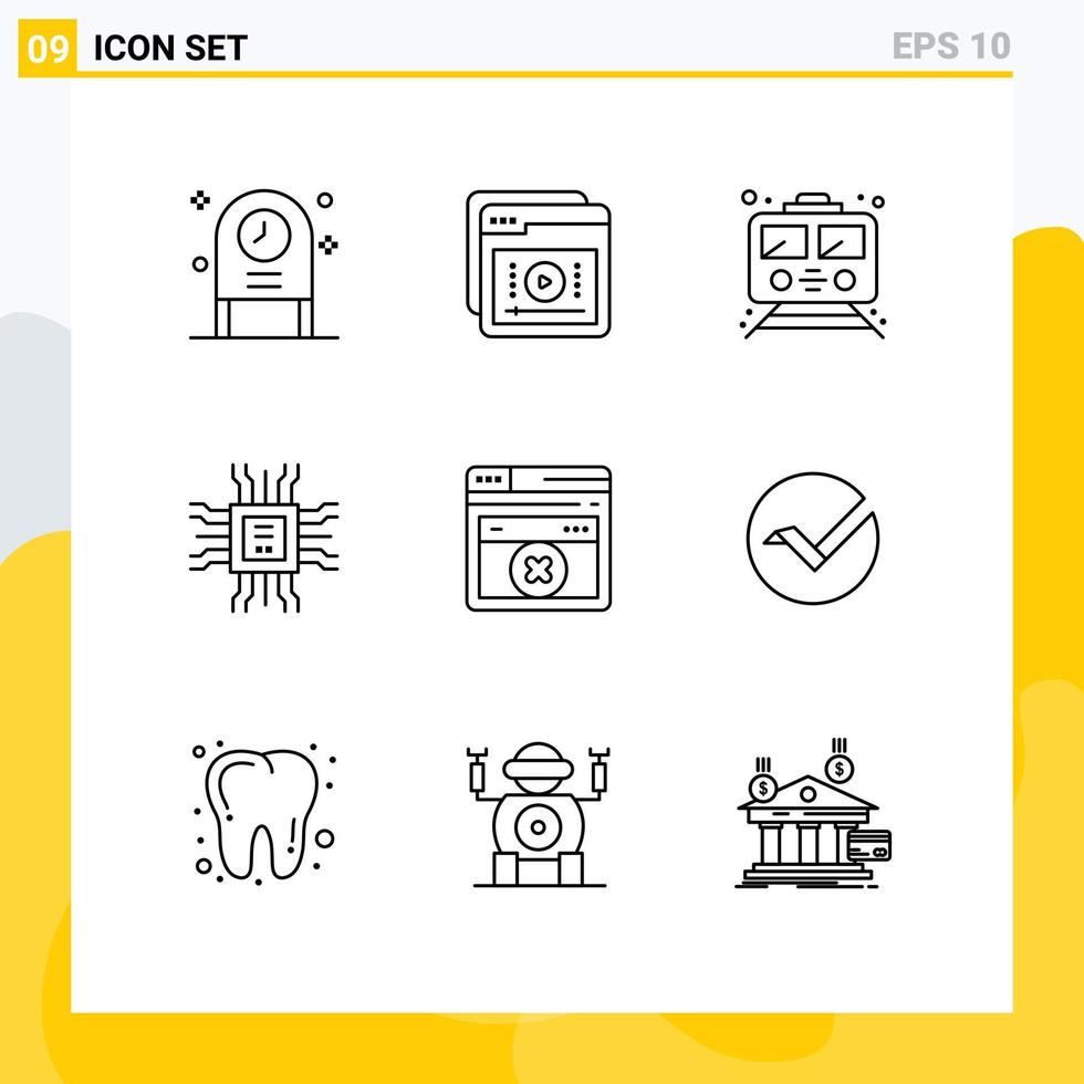 Set of 9 Modern UI Icons Symbols Signs for learning book learning transportation subway Editable Vector Design Elements