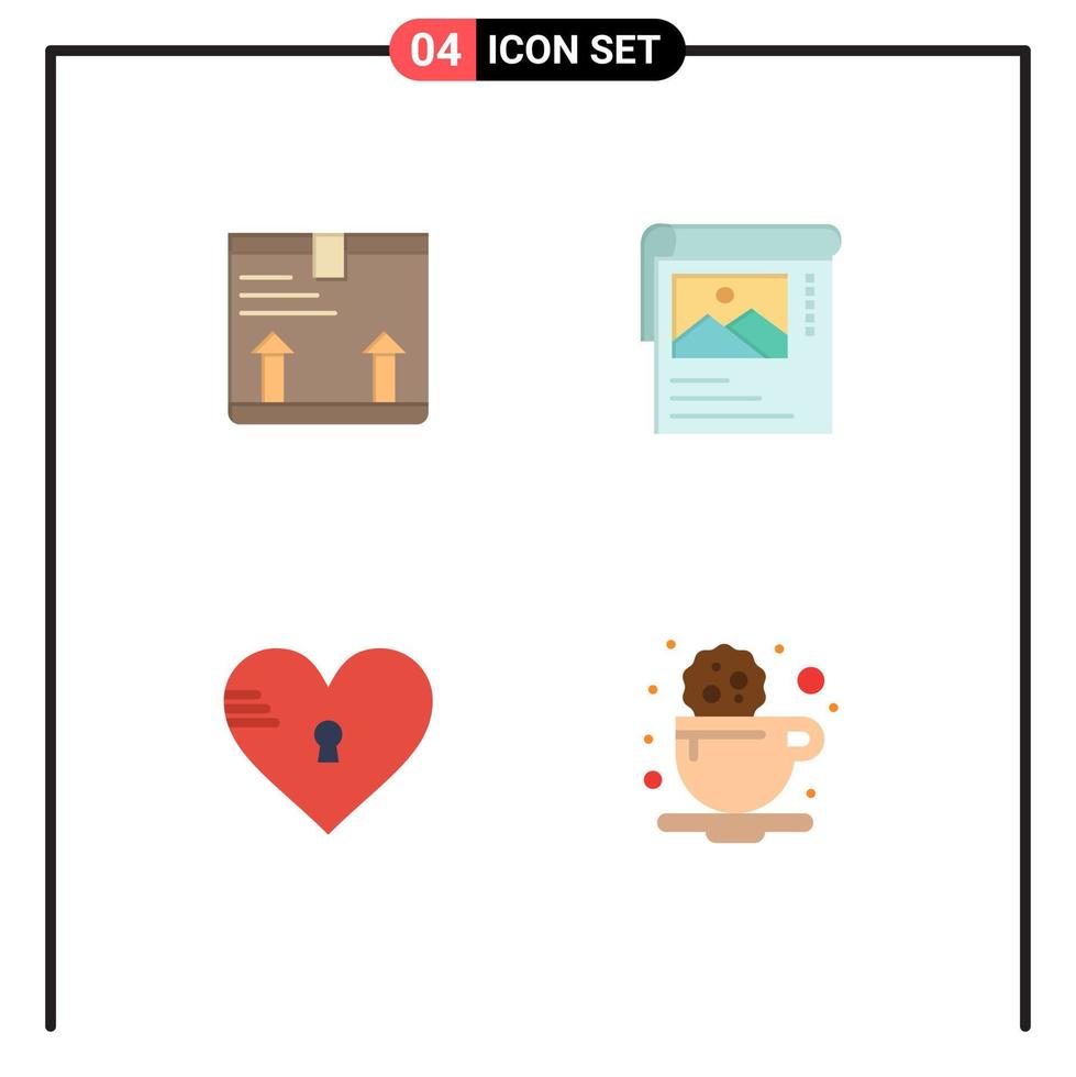 Modern Set of 4 Flat Icons and symbols such as deliver secure up poster love Editable Vector Design Elements