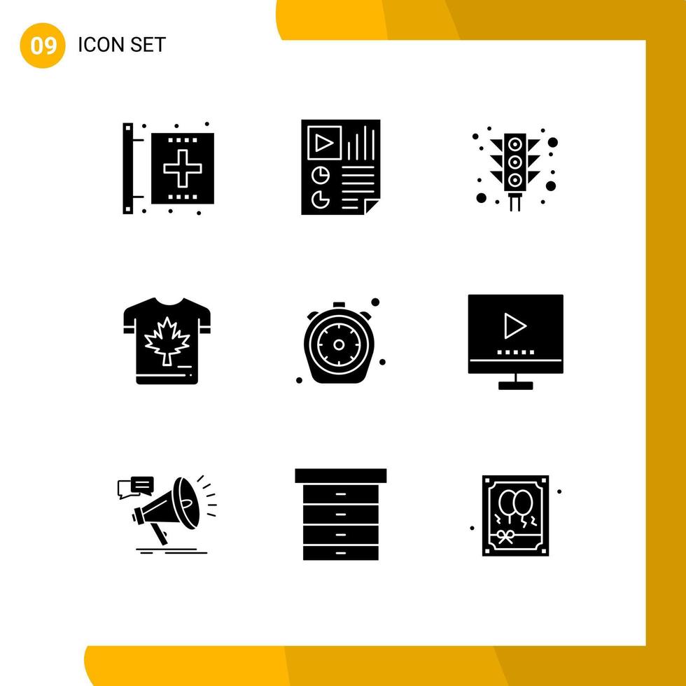 Modern Set of 9 Solid Glyphs Pictograph of leaf autumn report shirt traffic Editable Vector Design Elements