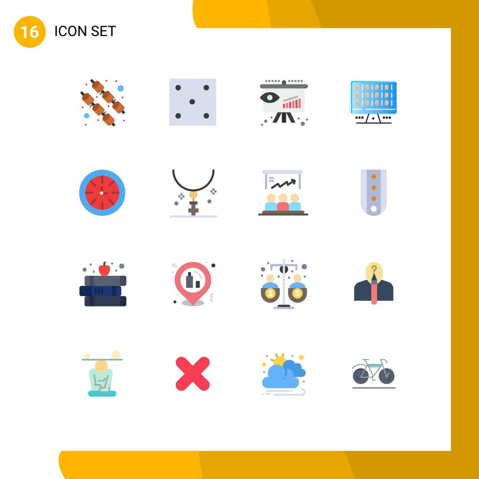 Editable Vector Line Pack of 16 Simple Flat Colors of clock watch consumer server computer Editable Pack of Creative Vector Design Elements