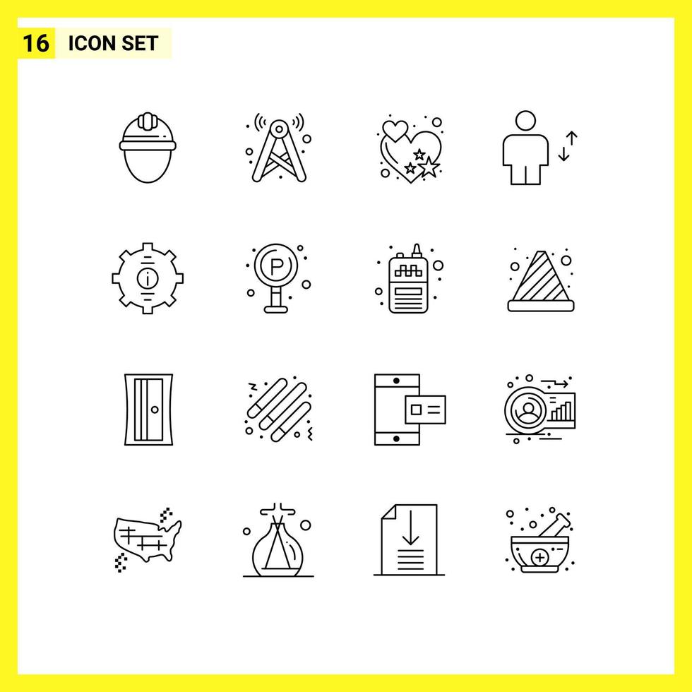 16 Creative Icons Modern Signs and Symbols of move elevator network body heart Editable Vector Design Elements