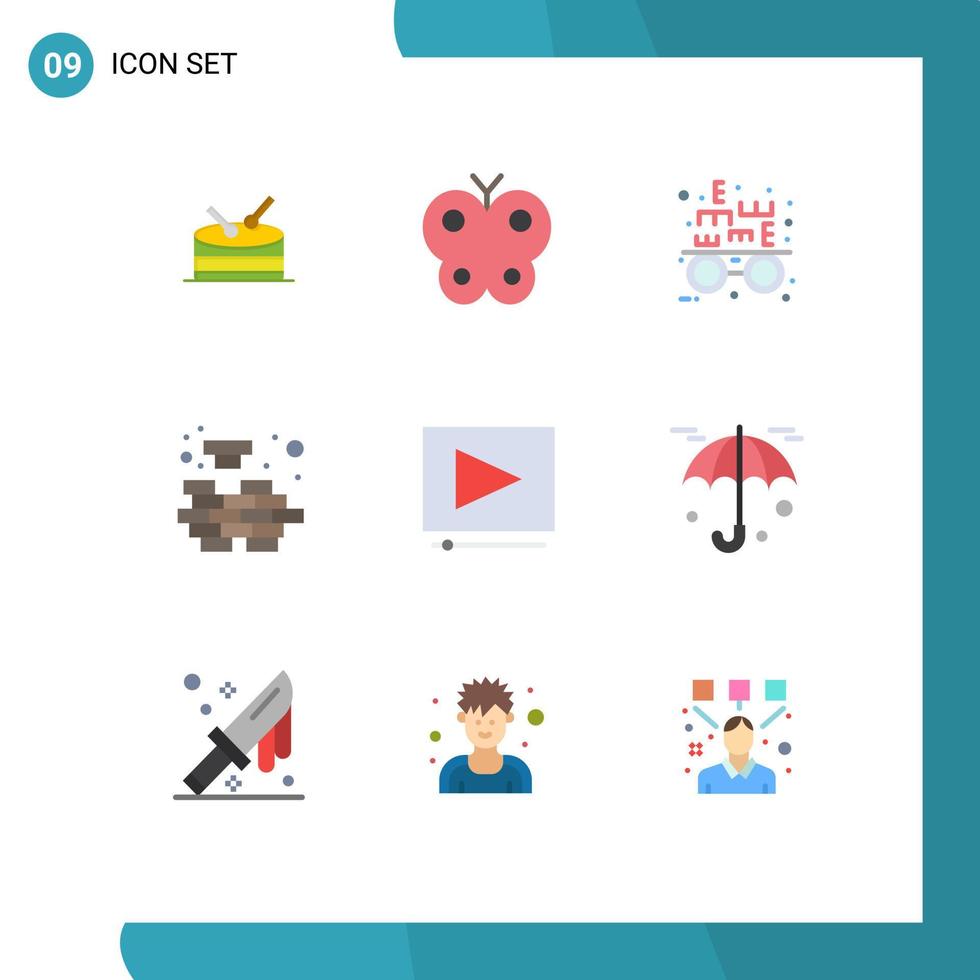 9 Universal Flat Colors Set for Web and Mobile Applications protection project optical clip solving Editable Vector Design Elements