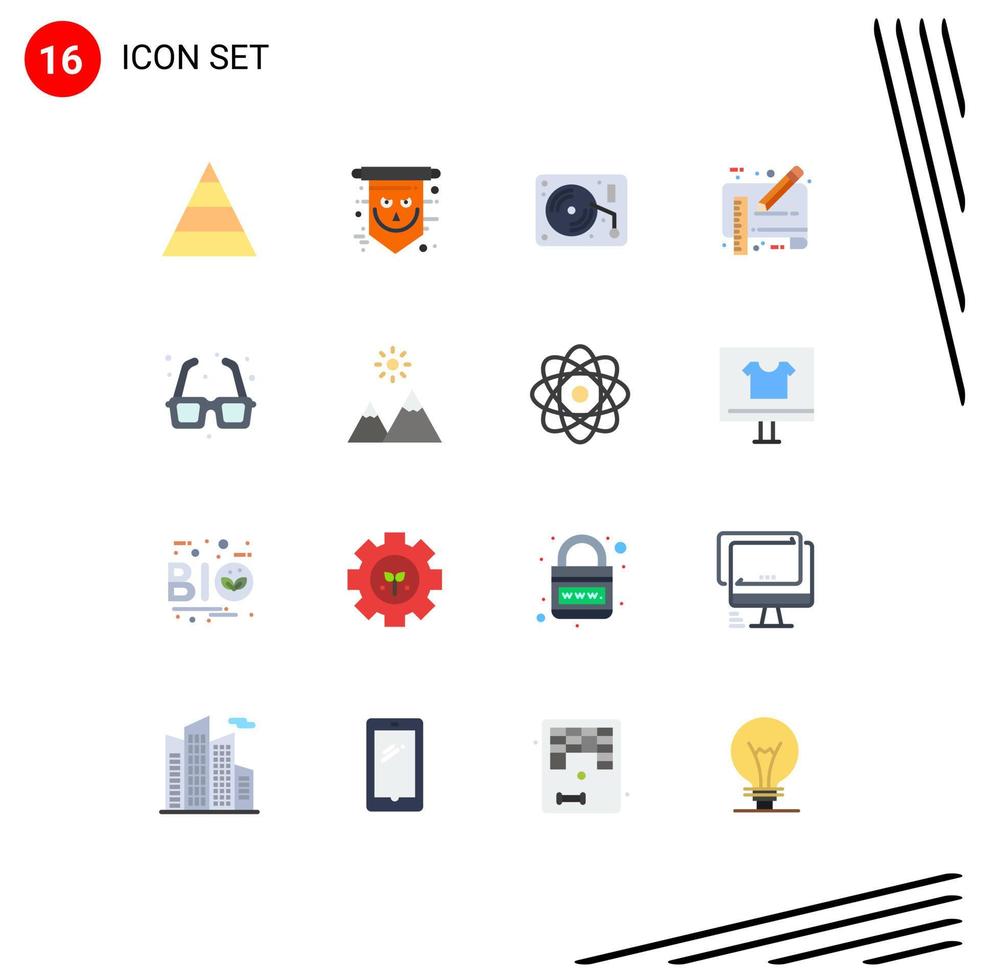 Stock Vector Icon Pack of 16 Line Signs and Symbols for glasses pencil music draft blue print Editable Pack of Creative Vector Design Elements