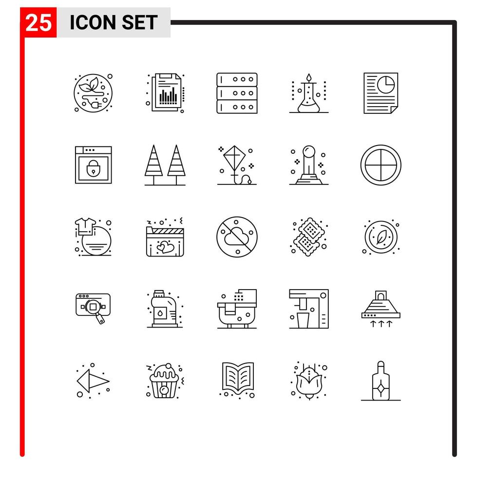25 Universal Line Signs Symbols of page data database science lab science Editable Vector Design Elements