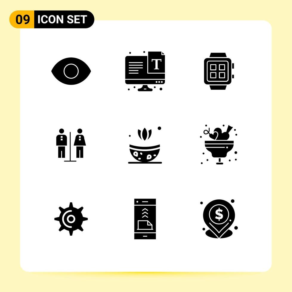 paquete de iconos de vector de stock de 9 signos y símbolos de línea para baño de hierbas servicio inteligente homestay elementos de diseño de vector editables