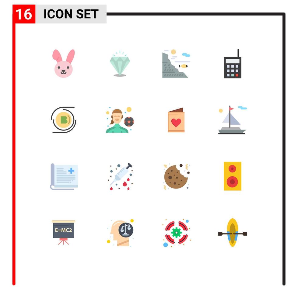 16 Universal Flat Color Signs Symbols of s talkie water radio devices Editable Pack of Creative Vector Design Elements