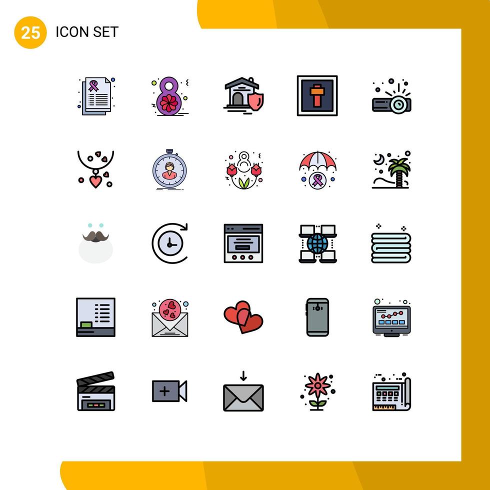 conjunto de 25 iconos de interfaz de usuario modernos símbolos signos para presentación signo escudo vacaciones cruz elementos de diseño vectorial editables vector