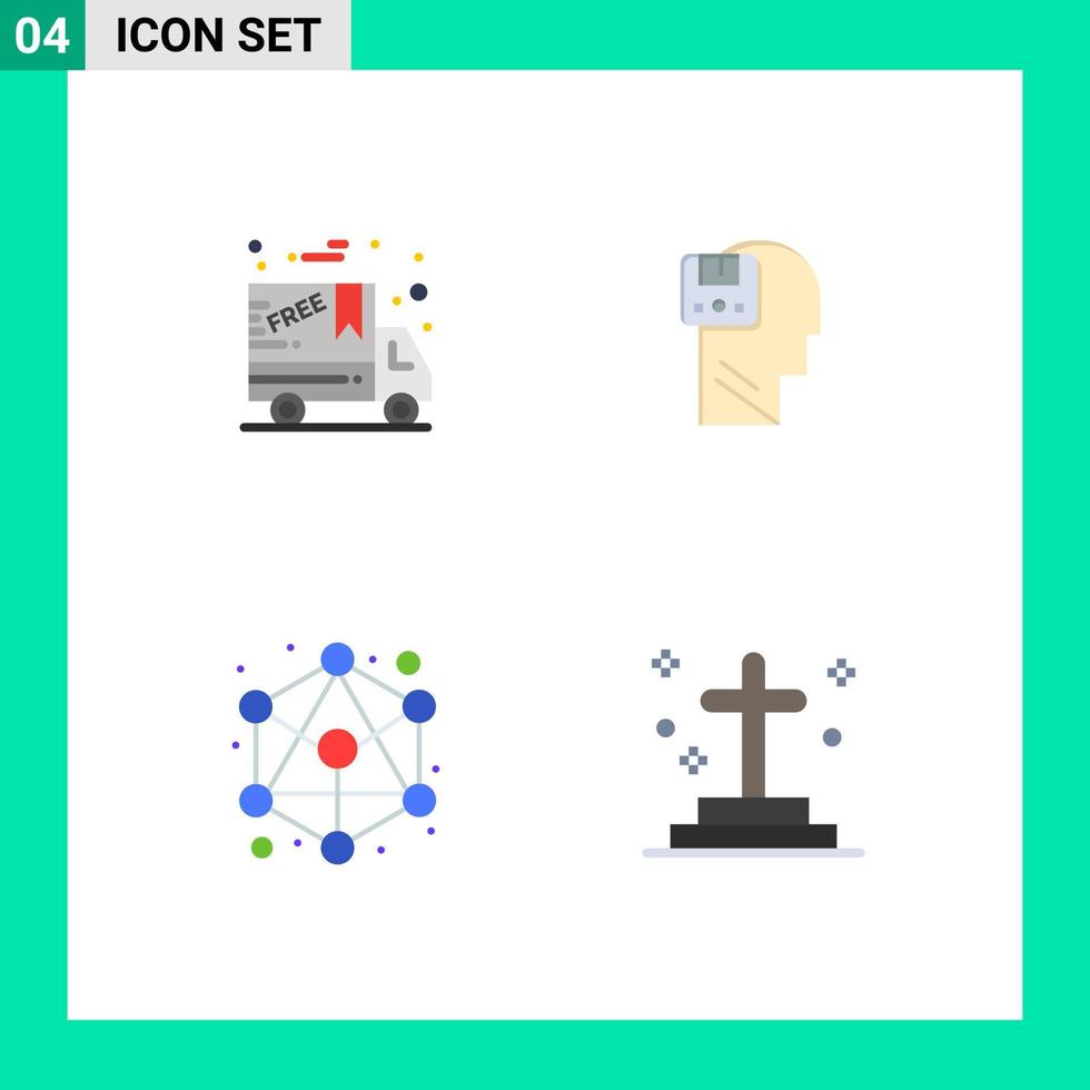 4 Flat Icon concept for Websites Mobile and Apps black friday hierarchy memory user dead Editable Vector Design Elements