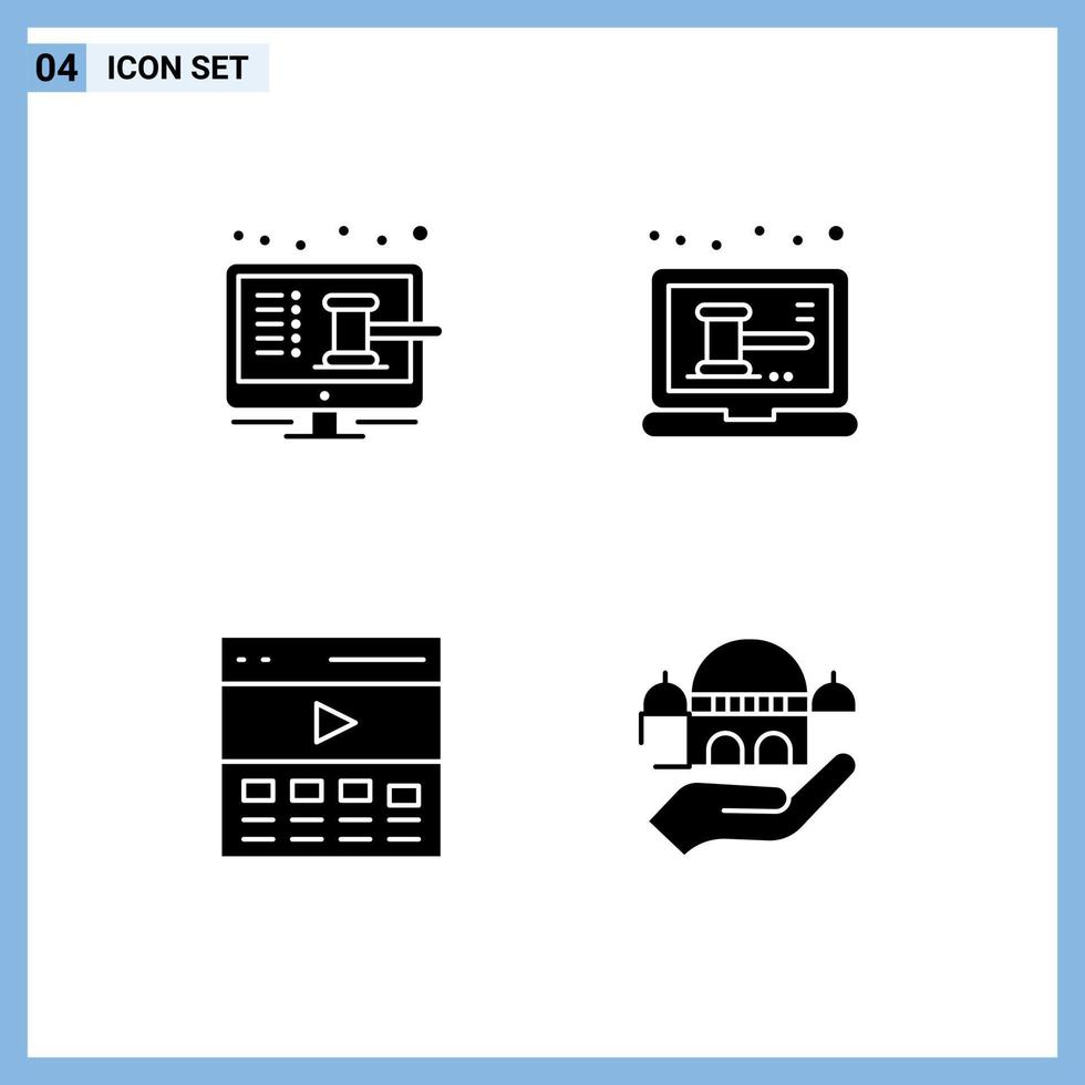 User Interface Pack of Basic Solid Glyphs of online communication online laptop hero Editable Vector Design Elements