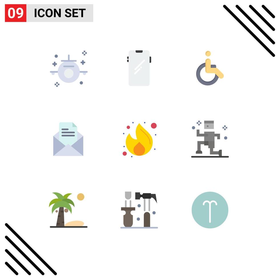 Set of 9 Vector Flat Colors on Grid for business office samsung mail walk Editable Vector Design Elements