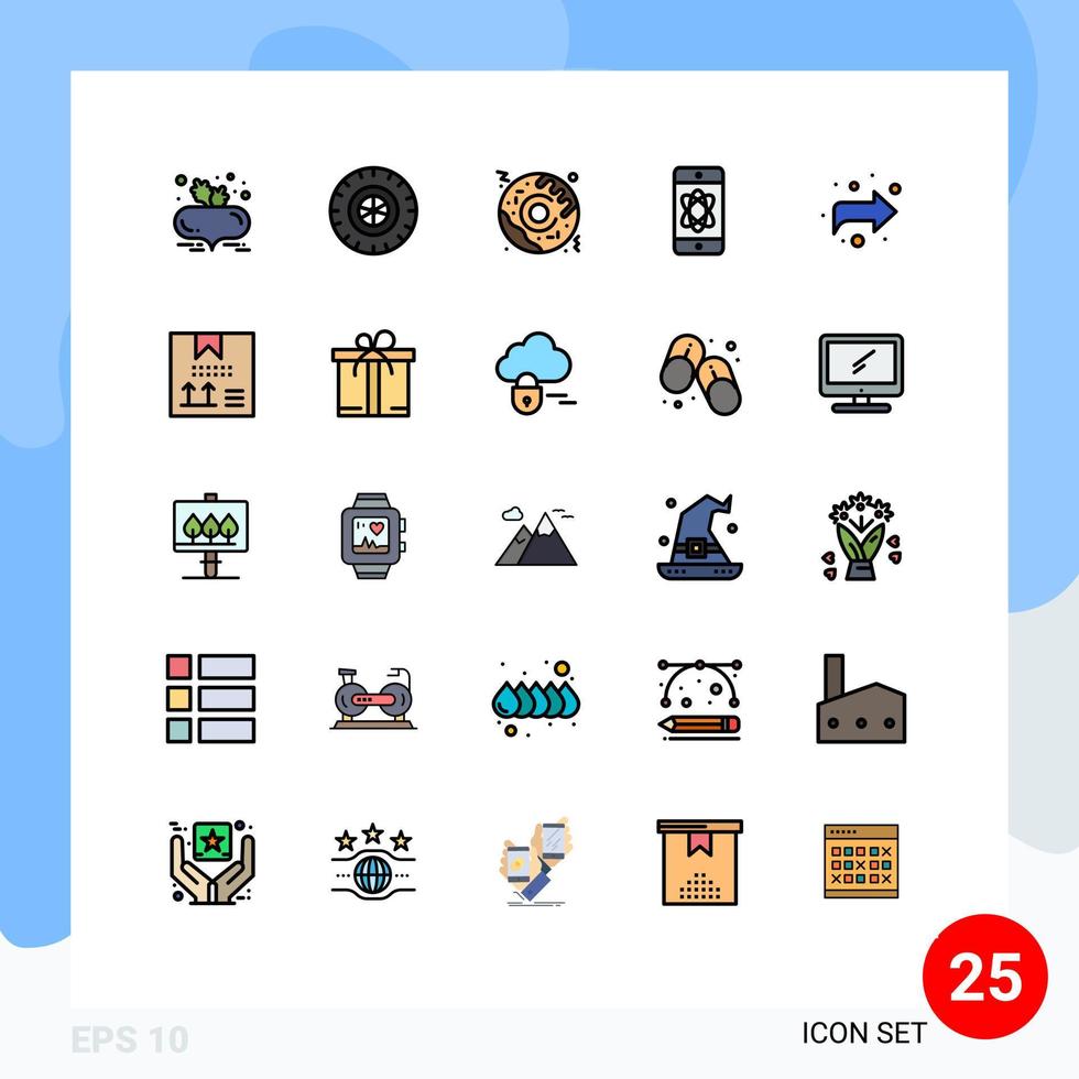 25 iconos creativos signos y símbolos modernos de caja adelante comida rápida espacio de flecha elementos de diseño vectorial editables vector