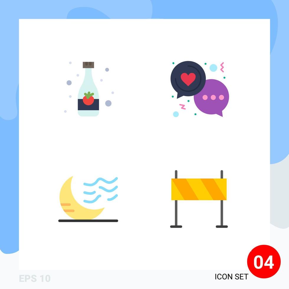 Universal Icon Symbols Group of 4 Modern Flat Icons of beverage climate soft drink heart night Editable Vector Design Elements