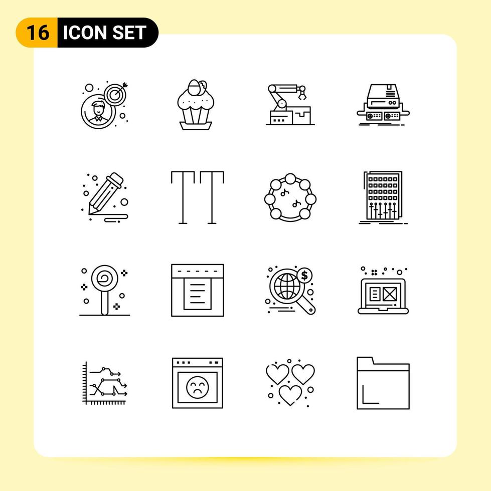 Pictogram Set of 16 Simple Outlines of drive gaming easter game technology Editable Vector Design Elements