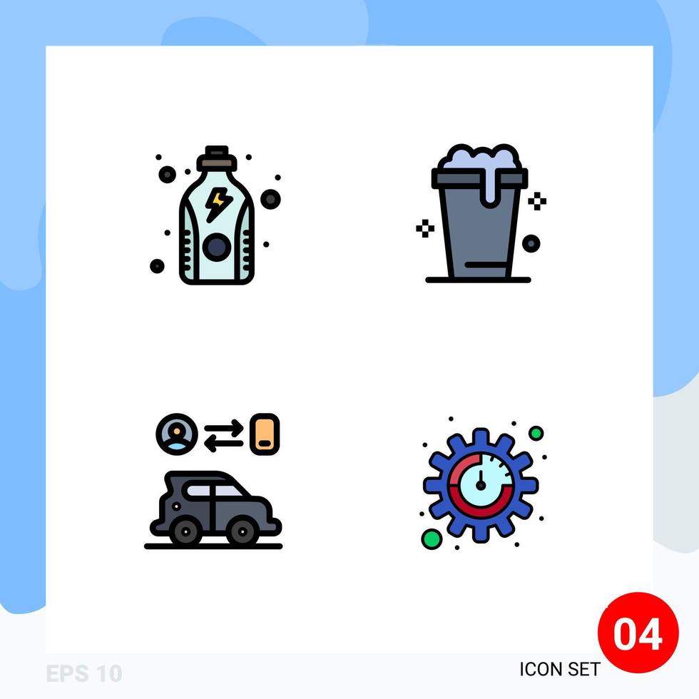 4 Universal Filledline Flat Colors Set for Web and Mobile Applications diet transport protein wash technology Editable Vector Design Elements