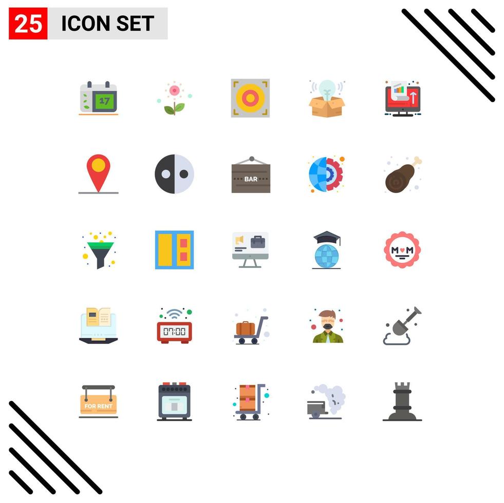 Pack of 25 creative Flat Colors of performance growth web chart process Editable Vector Design Elements