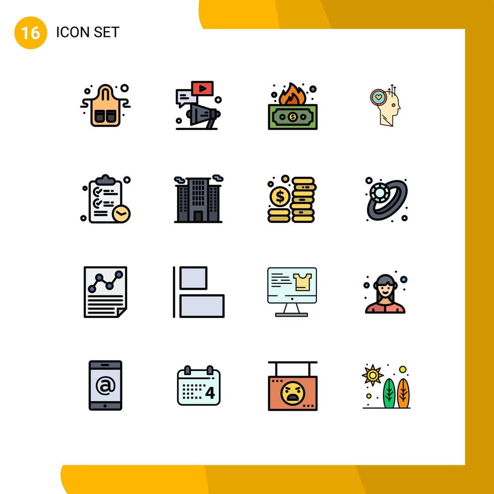 Set of 16 Modern UI Icons Symbols Signs for office like chat user income Editable Creative Vector Design Elements