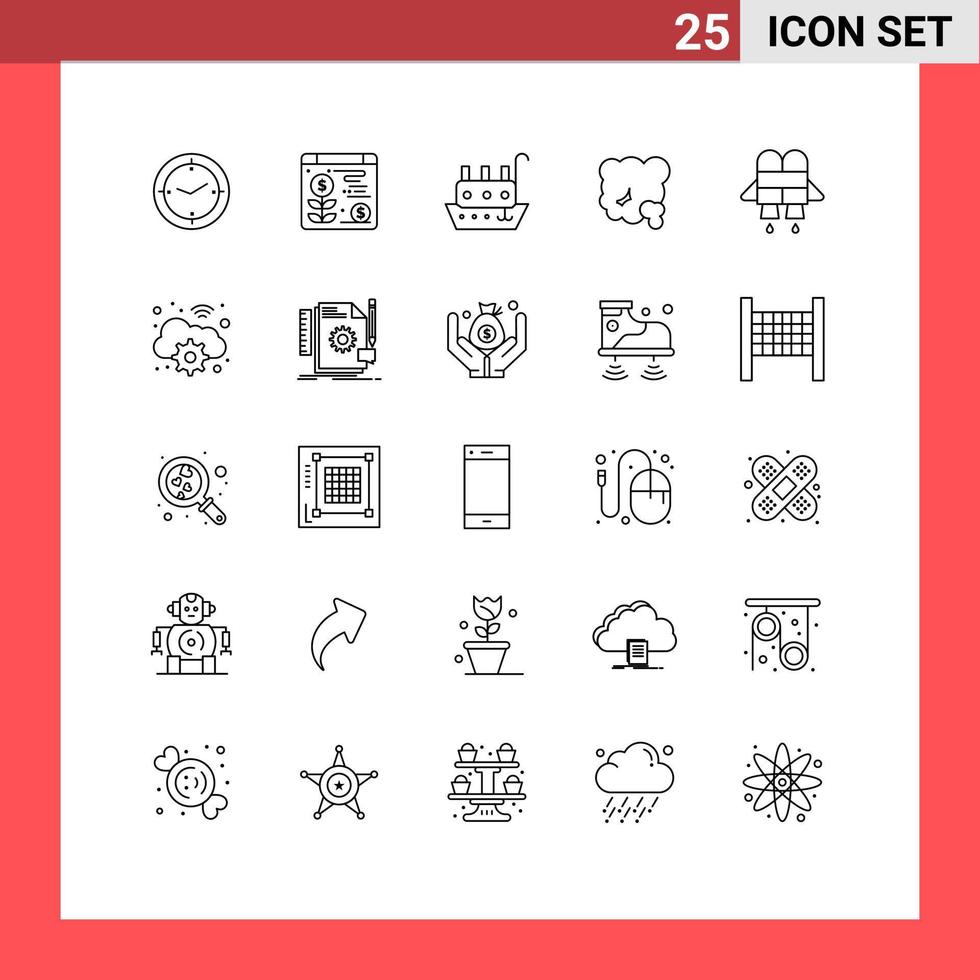 25 iconos creativos signos y símbolos modernos de contaminación por jetpack elementos de diseño vectorial editables de polvo marino pm vector