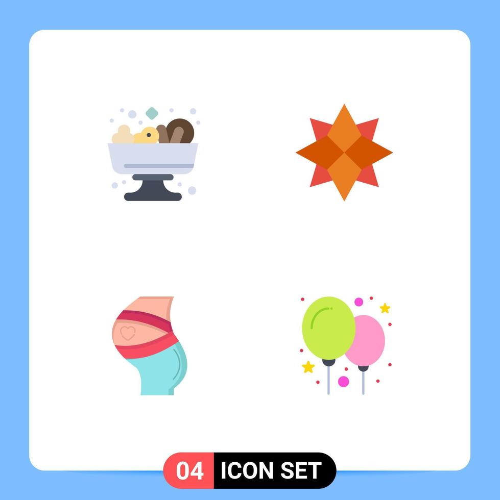 Editable Vector Line Pack of 4 Simple Flat Icons of salad pregnancy decoration xmas women Editable Vector Design Elements