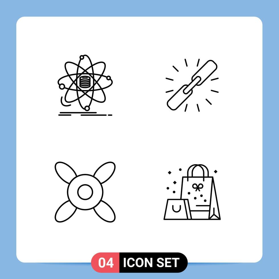 Modern Set of 4 Filledline Flat Colors and symbols such as analysis web research connect fan Editable Vector Design Elements