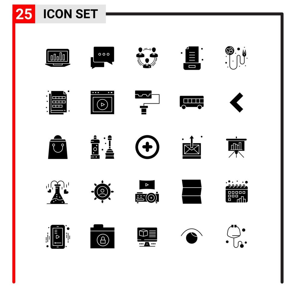25 Universal Solid Glyph Signs Symbols of letter structure bubble social hierarchy Editable Vector Design Elements