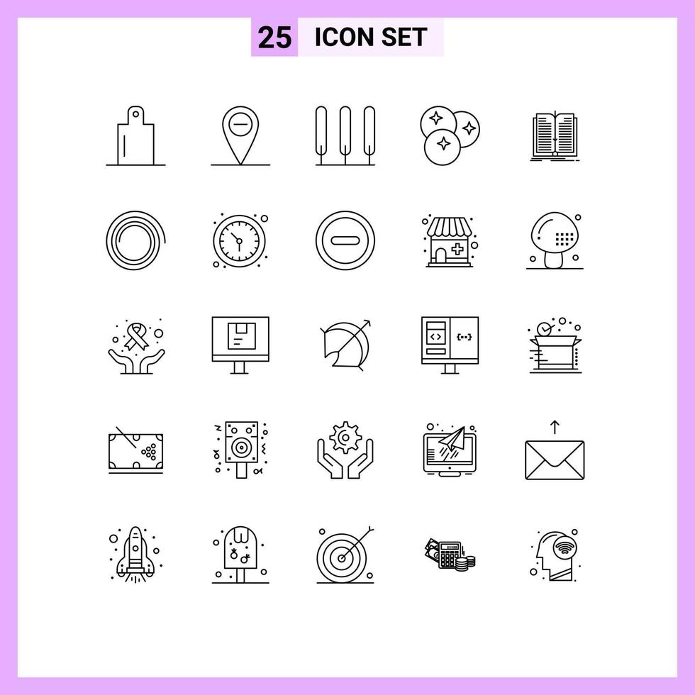 Group of 25 Modern Lines Set for spiral book food tranfer application Editable Vector Design Elements
