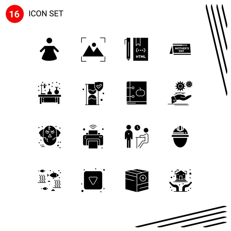 16 Creative Icons Modern Signs and Symbols of flask chemistry develop time day Editable Vector Design Elements