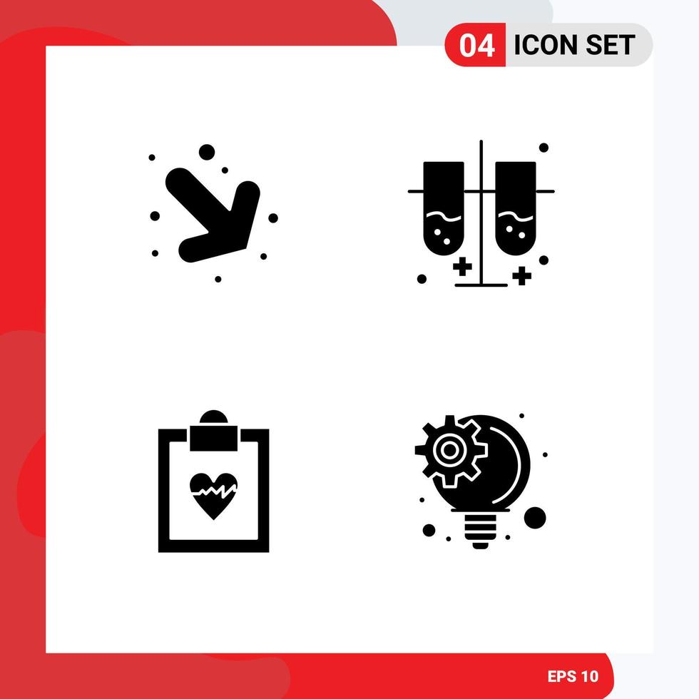 4 Creative Icons Modern Signs and Symbols of arrow results lab test tubes test tubes innovative idea Editable Vector Design Elements
