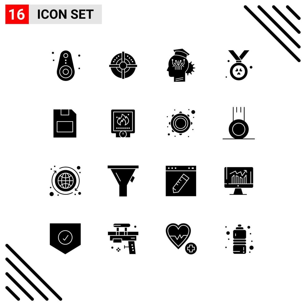 16 Universal Solid Glyph Signs Symbols of memory card ireland knowledge madel technology Editable Vector Design Elements