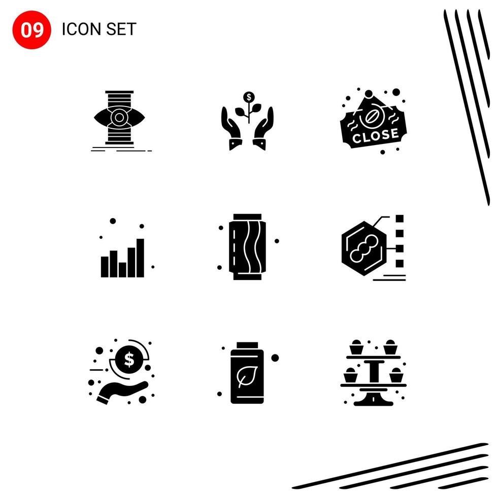 paquete de iconos de vector de stock de 9 signos y símbolos de línea para elementos de diseño de vector editables de tablero de signo de dólar de análisis de seo