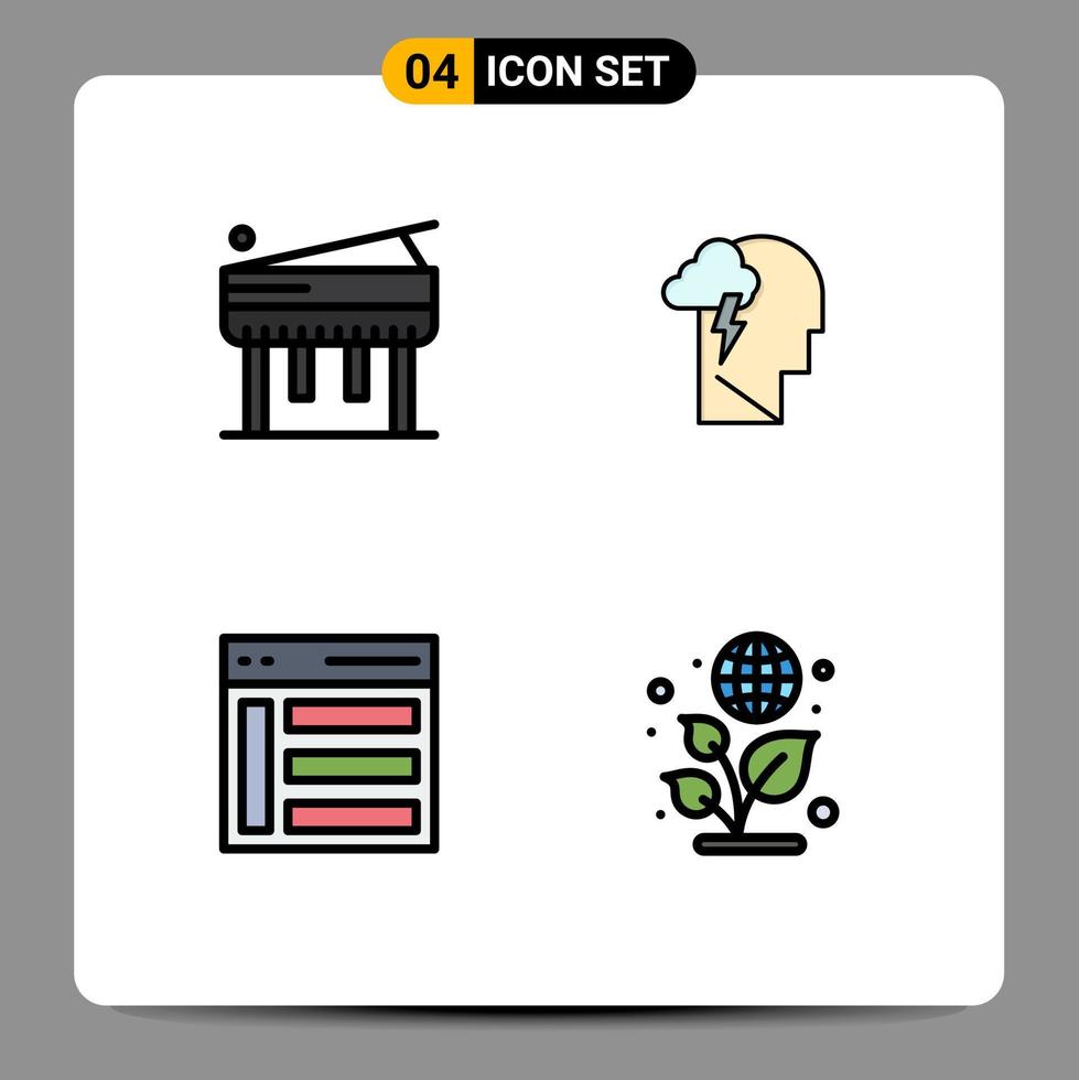 Set of 4 Modern UI Icons Symbols Signs for education left energy power user Editable Vector Design Elements