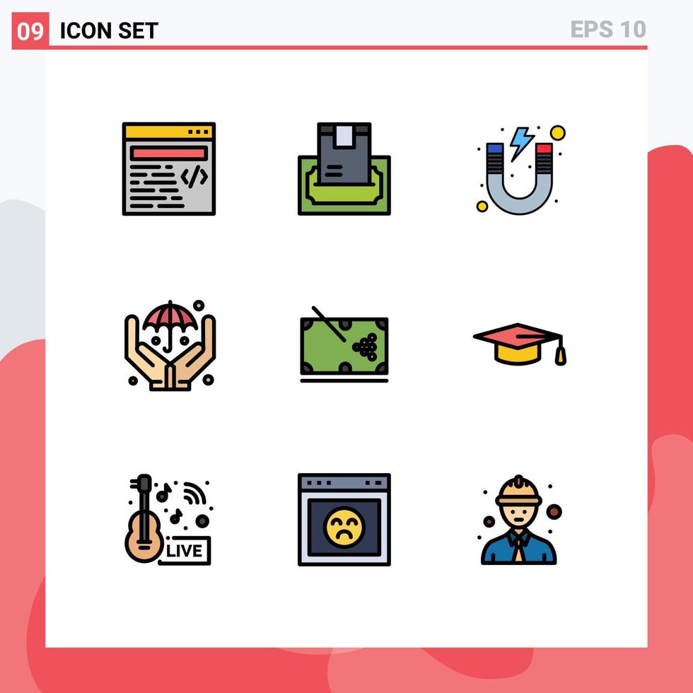 9 Creative Icons Modern Signs and Symbols of pool safe education insurance study Editable Vector Design Elements