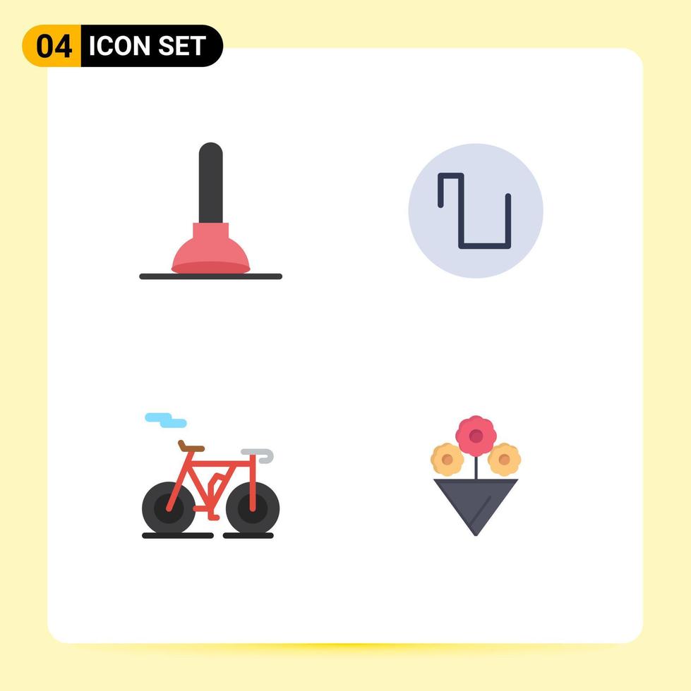 4 Flat Icon concept for Websites Mobile and Apps plunger flower sound bicycle 5 Editable Vector Design Elements