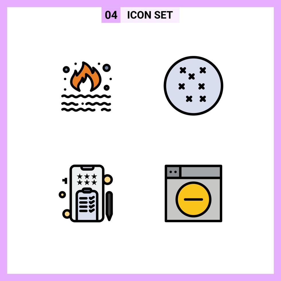 Universal Icon Symbols Group of 4 Modern Filledline Flat Colors of burn web pollution marketing less Editable Vector Design Elements