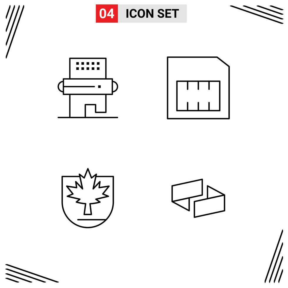 Modern Set of 4 Filledline Flat Colors and symbols such as cooking leaf meal mobile shield Editable Vector Design Elements