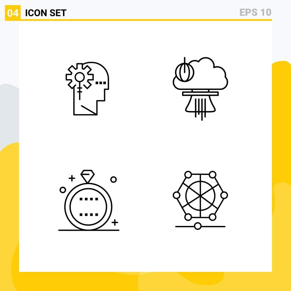 4 Universal Filledline Flat Colors Set for Web and Mobile Applications analytics war information explosion event Editable Vector Design Elements