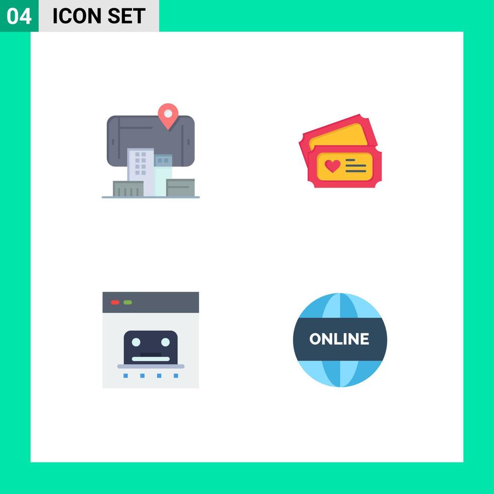 Modern Set of 4 Flat Icons Pictograph of reality business audmented heart online Editable Vector Design Elements