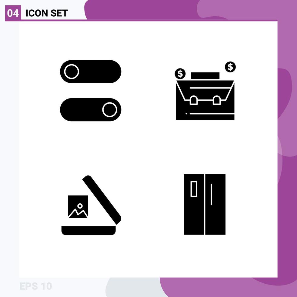 4 Creative Icons Modern Signs and Symbols of control picture bag dollar by Editable Vector Design Elements