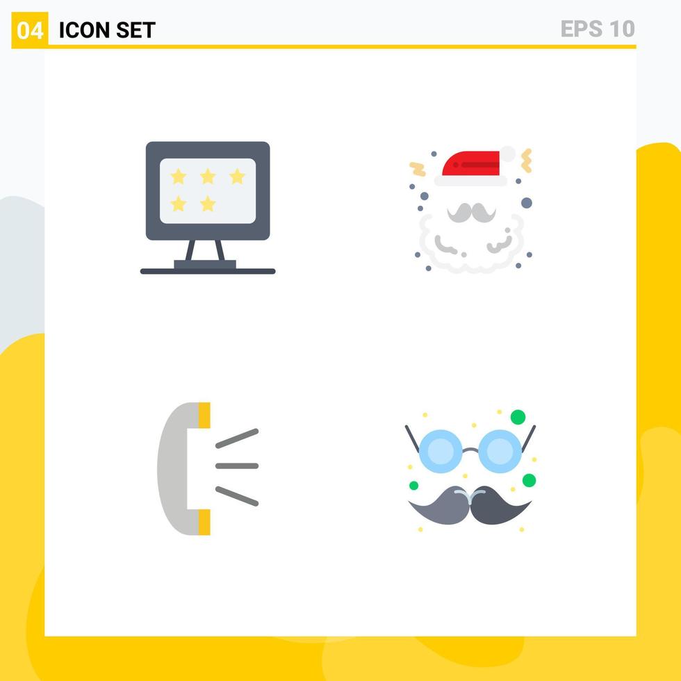 Pack of 4 creative Flat Icons of business answer star santa client support Editable Vector Design Elements