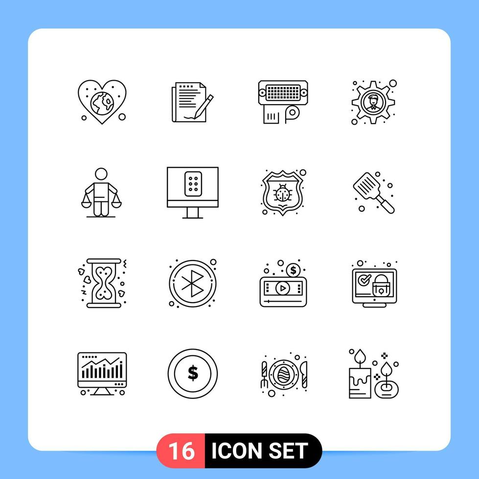 Stock Vector Icon Pack of 16 Line Signs and Symbols for patent gear layout brainstorming data Editable Vector Design Elements