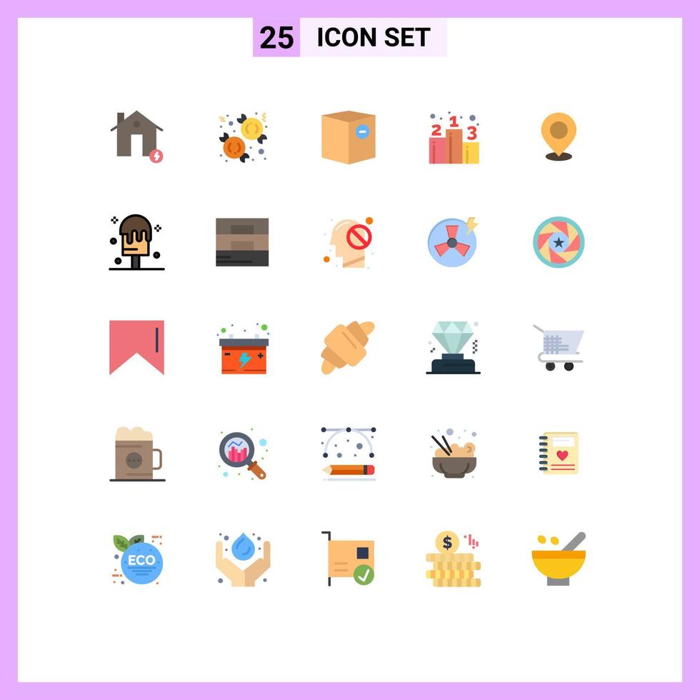 User Interface Pack of 25 Basic Flat Colors of strategy position sweet business minus Editable Vector Design Elements