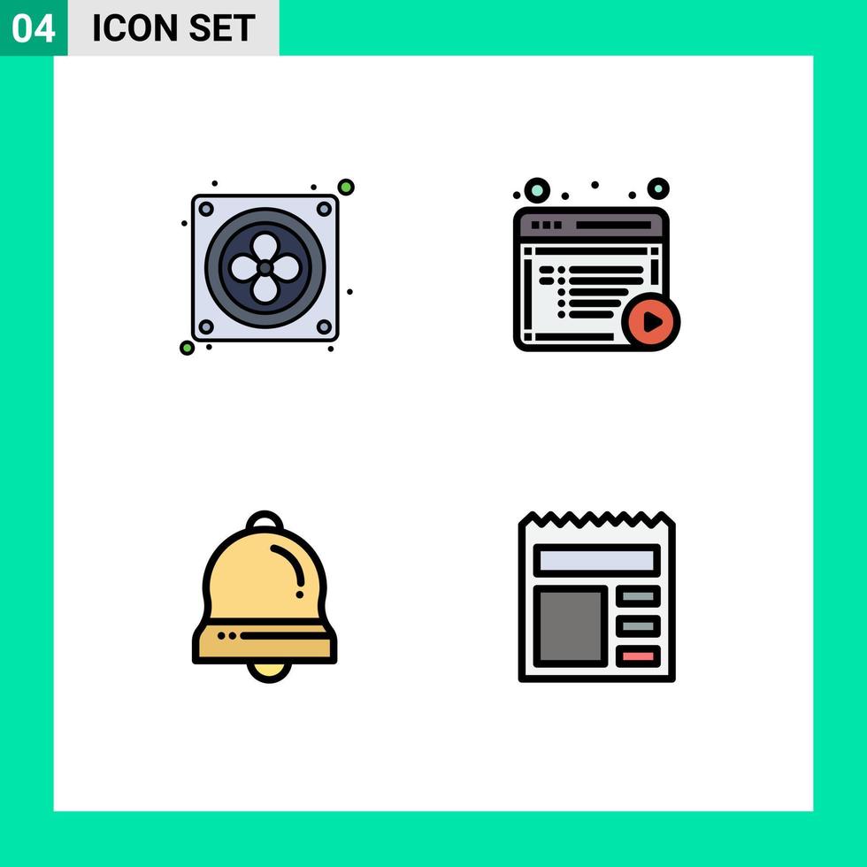 Pictogram Set of 4 Simple Filledline Flat Colors of computer christmas article online document Editable Vector Design Elements