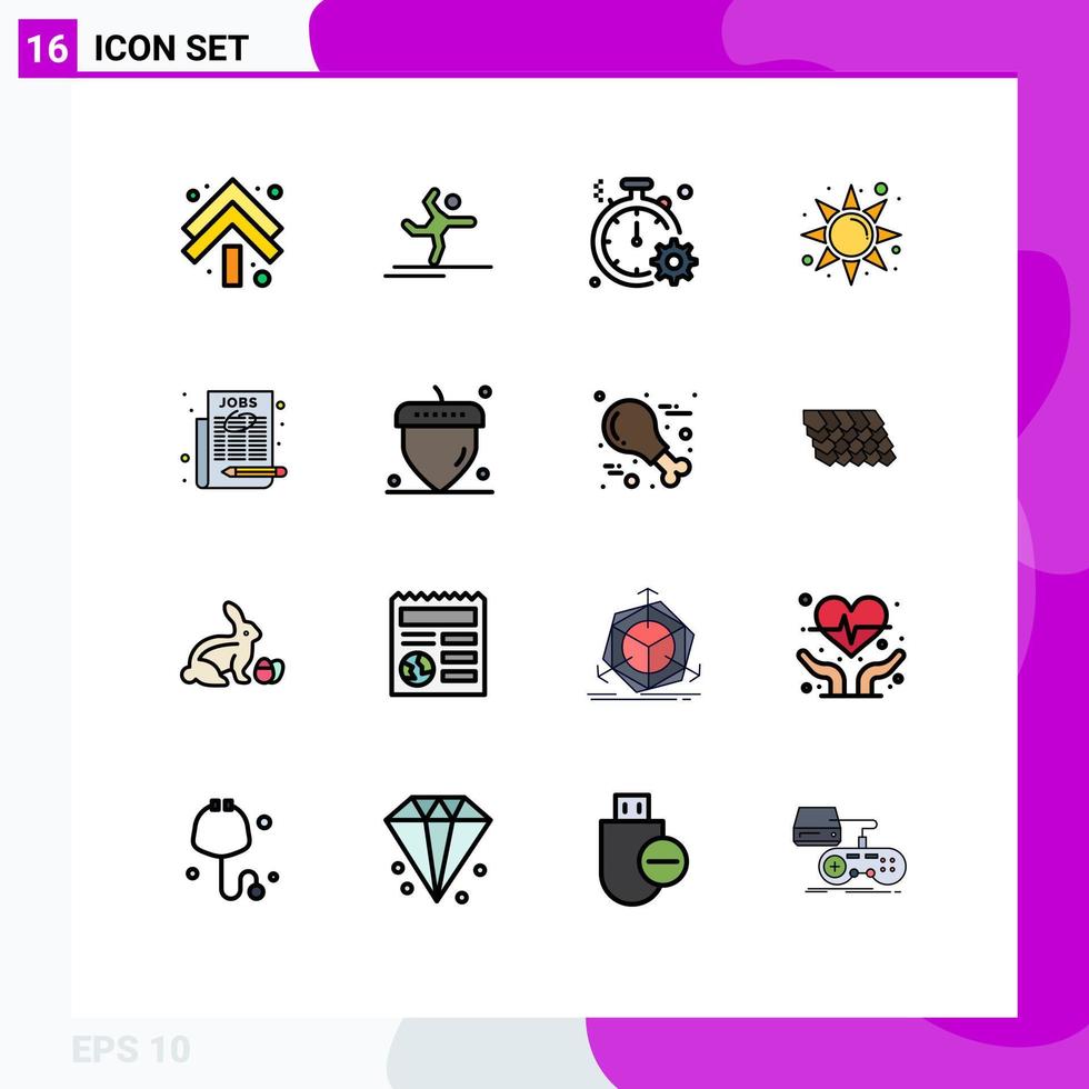 16 Creative Icons Modern Signs and Symbols of job sun business rise gear Editable Creative Vector Design Elements