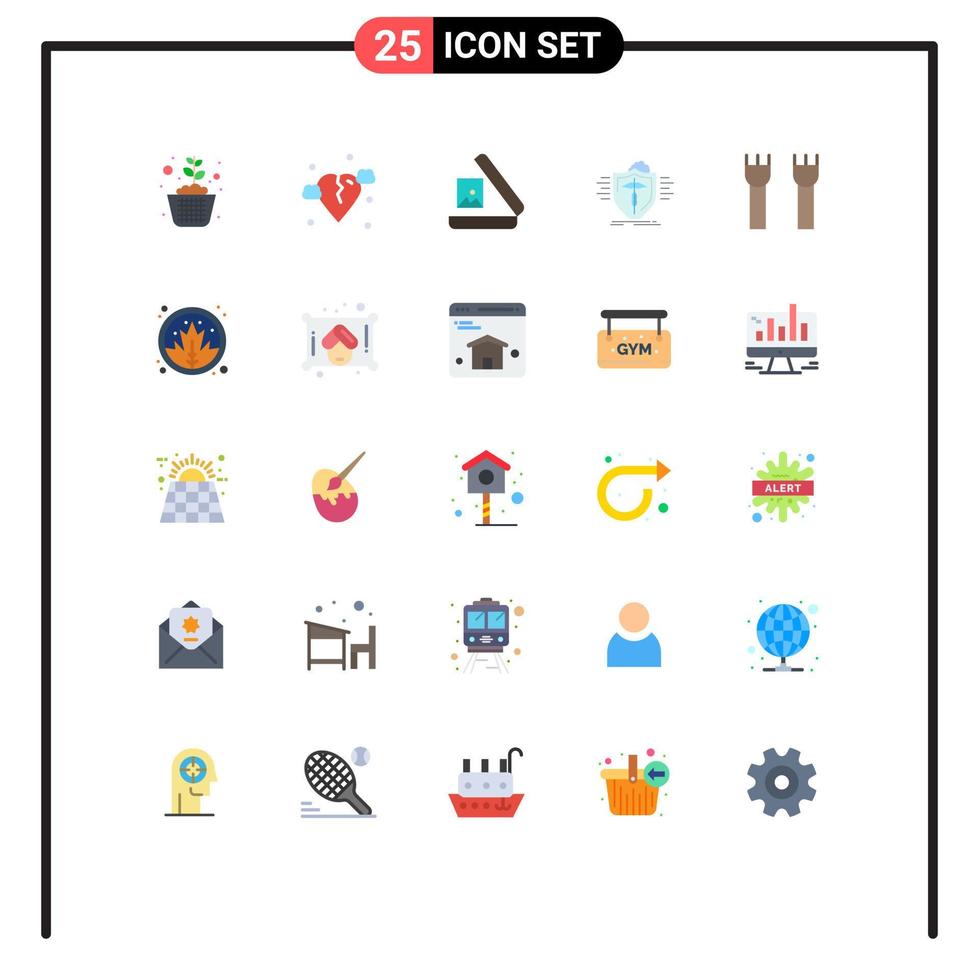 Modern Set of 25 Flat Colors and symbols such as castle protection sic medical insurance Editable Vector Design Elements