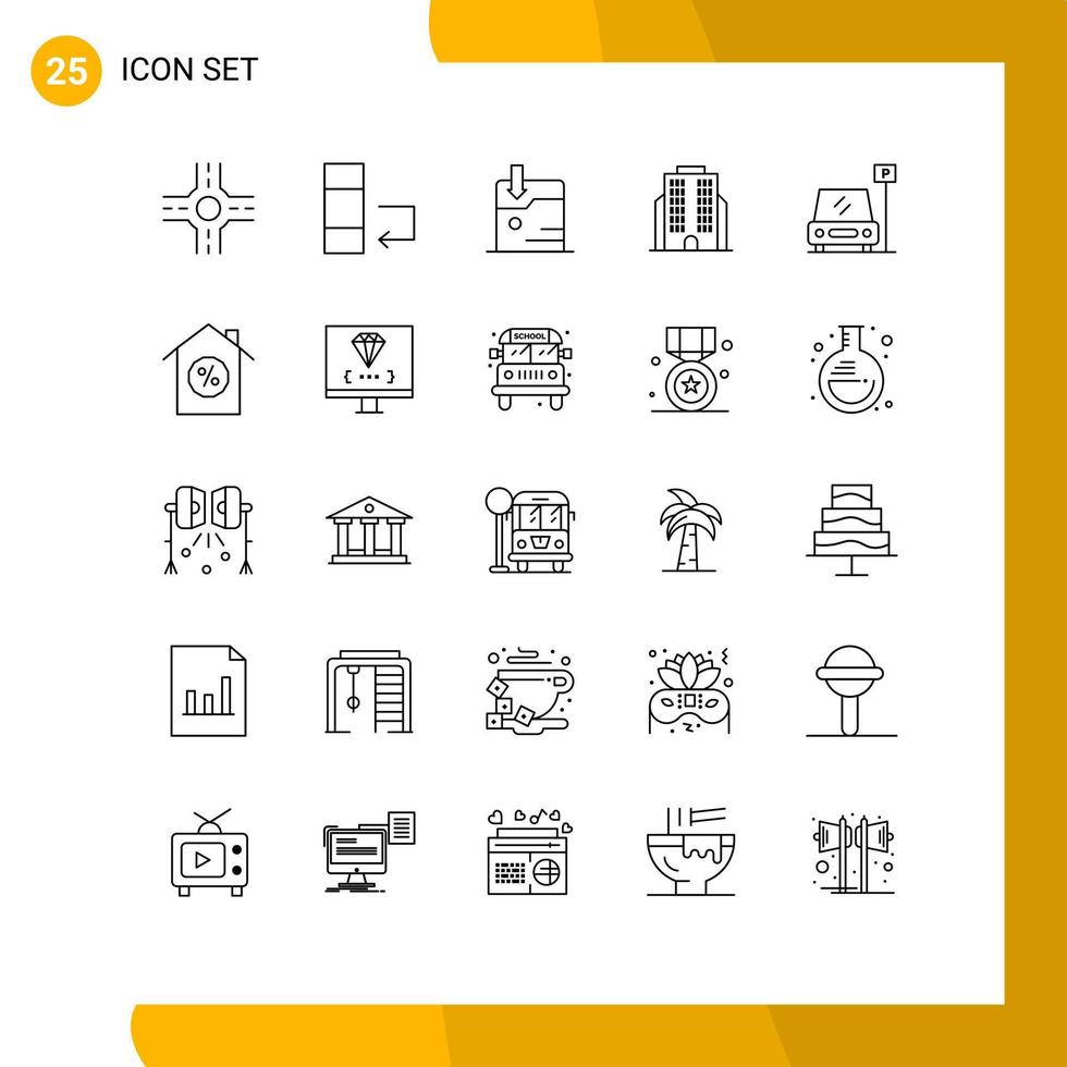 grupo universal de símbolos de iconos de 25 líneas modernas de codificación de elementos de diseño de vectores editables de signos de casa de negocios hipotecarios