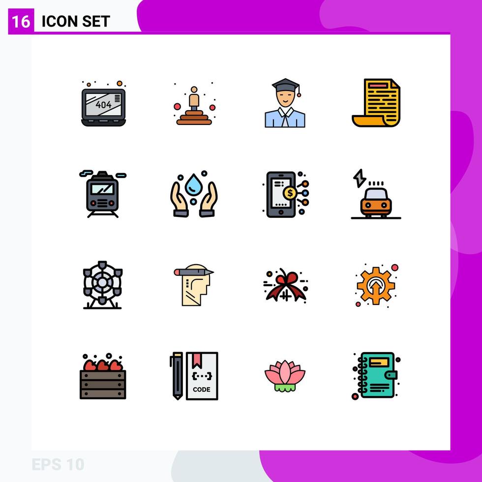 16 Creative Icons Modern Signs and Symbols of ecology transport education train design Editable Creative Vector Design Elements