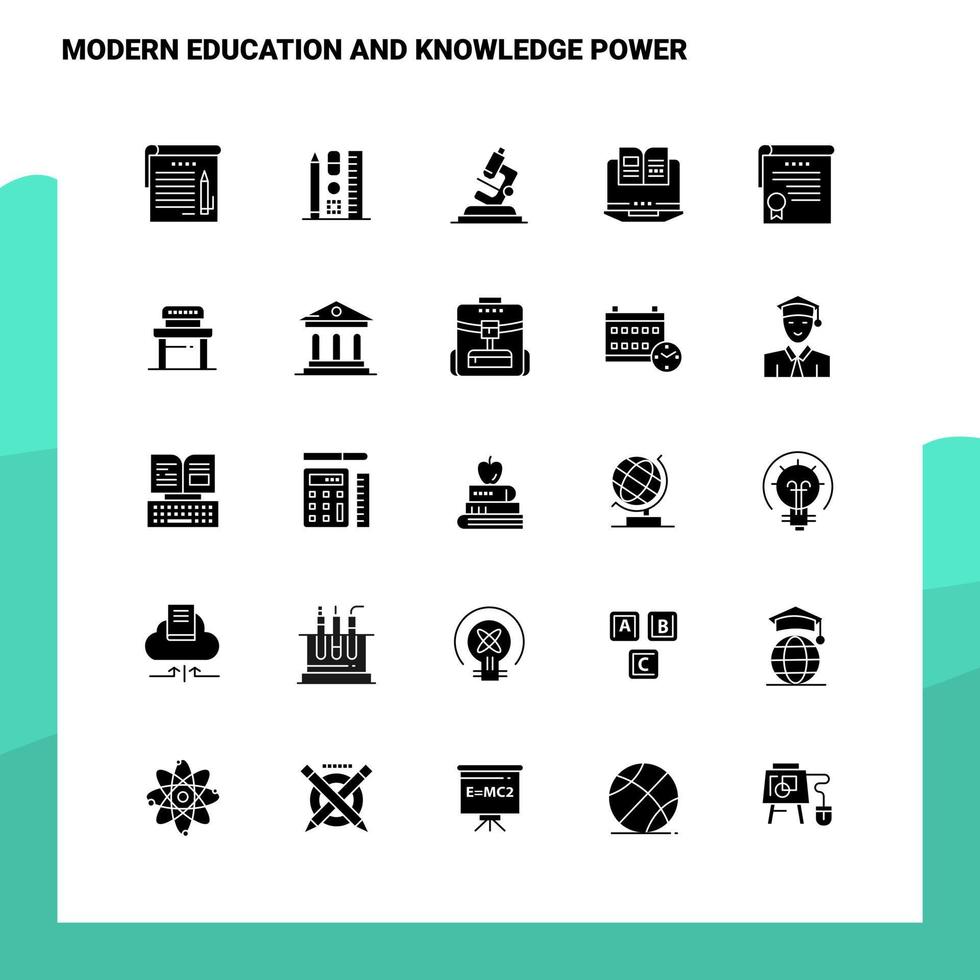 25 Modern Education And Knowledge Power Icon set Solid Glyph Icon Vector Illustration Template For Web and Mobile Ideas for business company