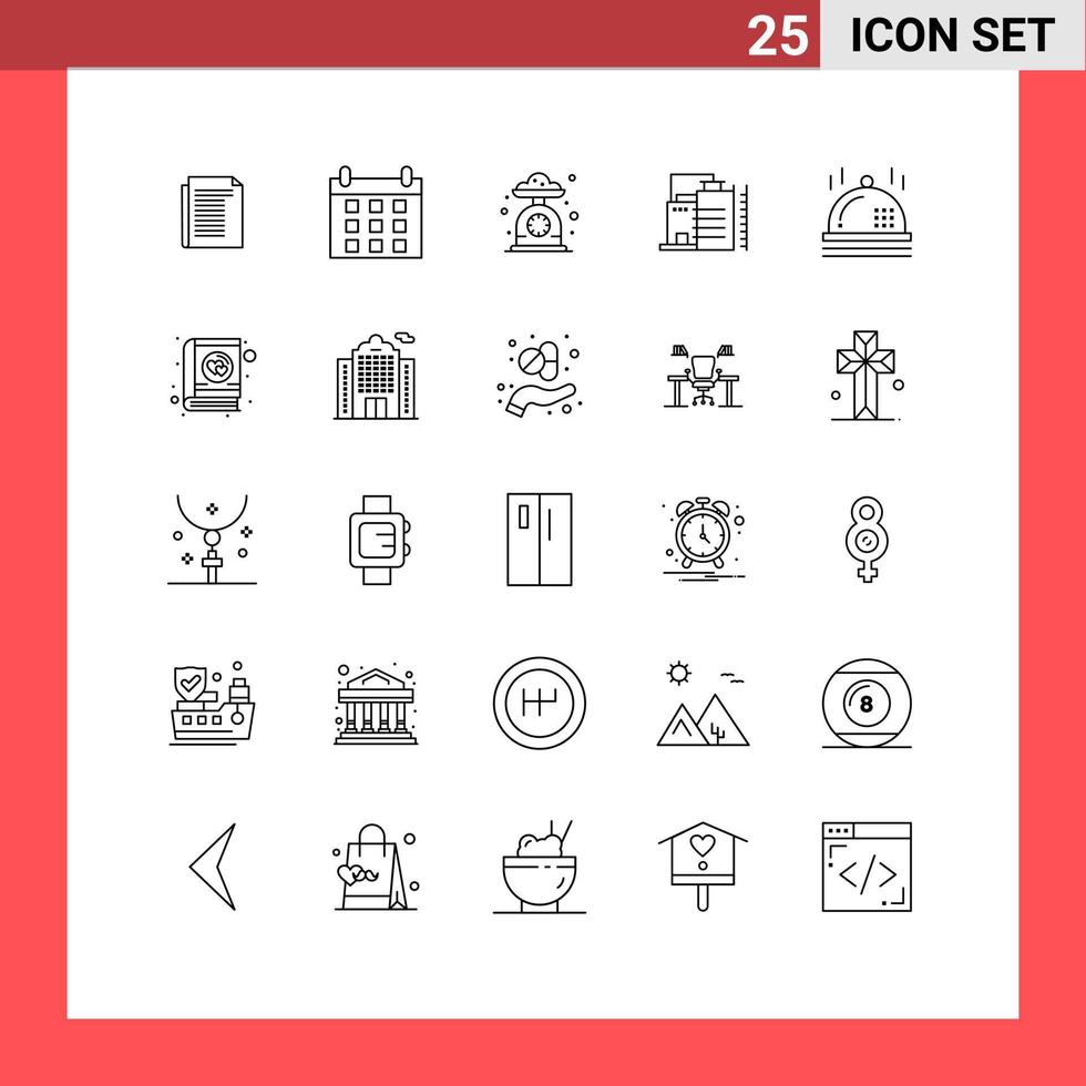Set of 25 Modern UI Icons Symbols Signs for christmas industry cooking factory building Editable Vector Design Elements