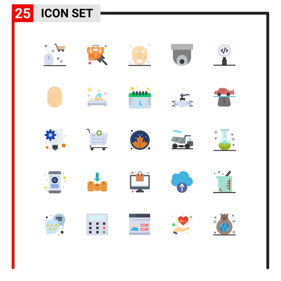 Universal Icon Symbols Group of 25 Modern Flat Colors of code security camera law cctv spa Editable Vector Design Elements