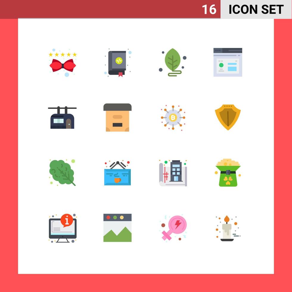 16 Flat Color concept for Websites Mobile and Apps chair lift internet coding database science Editable Pack of Creative Vector Design Elements